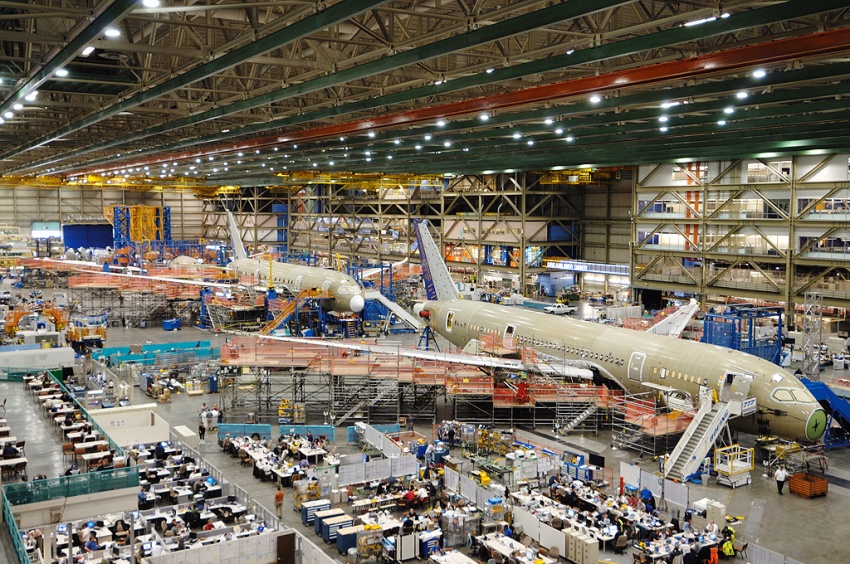 Сборочный цех самолётов Boeing 787 Dreamliner